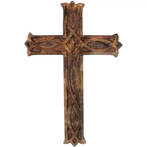 Antique Design Rustic and  Look Wooden Wall   Decorative Religious   Art Sculpture  Living Room Decor Accessory for Christmas and Other Occasions 10 Inch