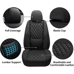 Car Seat Covers Full Set,Universal Fit for Cars,SUVs,Trucks,and Sedans with 5 Seats,Faux Leather Car Seat Cushion Compatible with Airbags,Waterproof Car Seat Protector,Grey