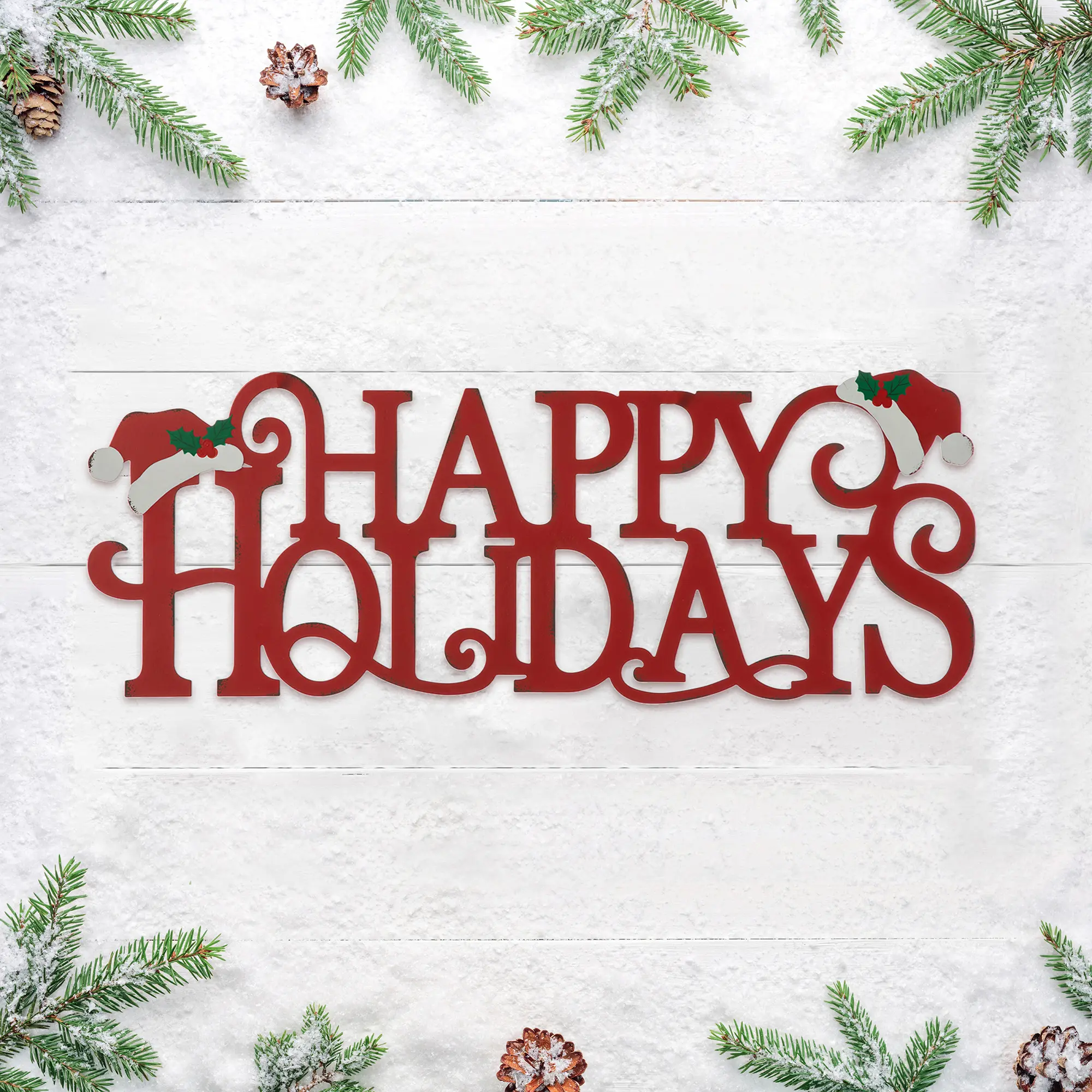 Glitzhome 24"L Metal "HAPPY HOLIDAYS" Christmas Wall Decor