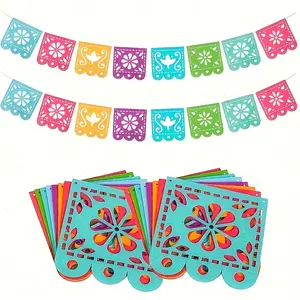 1pc of Mexican Carnival Party Decoration Banner, May 5Th Decoration Banner, Day of The Dead Papel Picado Banner, Dia De Los Muertos Garland, Carnival Birthday Shower Flag