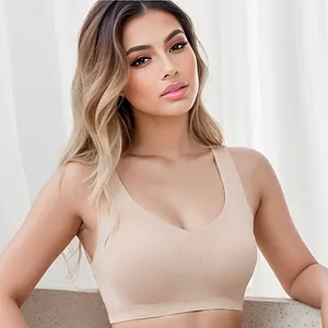 Women's Mastectomy Bra, Bra with Fake Breast Insertion, Large Size Bra, with Fake Breast Shape Pocket, Soft and Comfortable Wireless Postoperative Bra with Double Insertion Pockets for Fake Breast Insertion