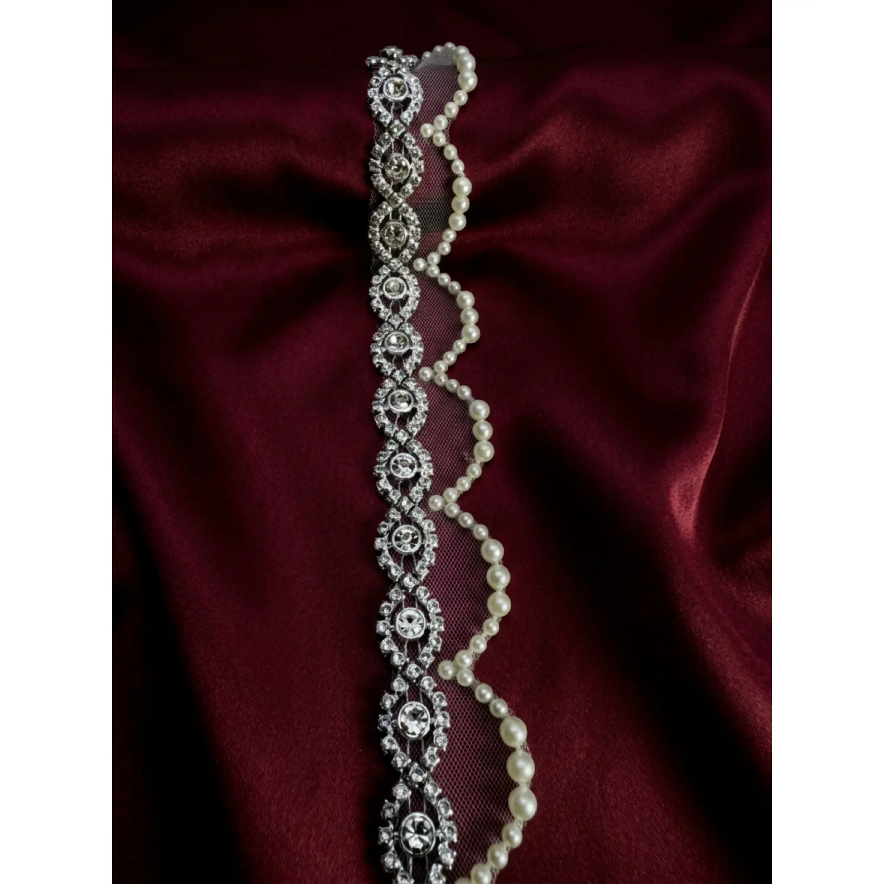 Silver Rhinestone Medallion Trim – Self Adhesive or Sew-On Seam Allowance – Luxury Crystal Bridal Trim for Dress, Belt, Collar