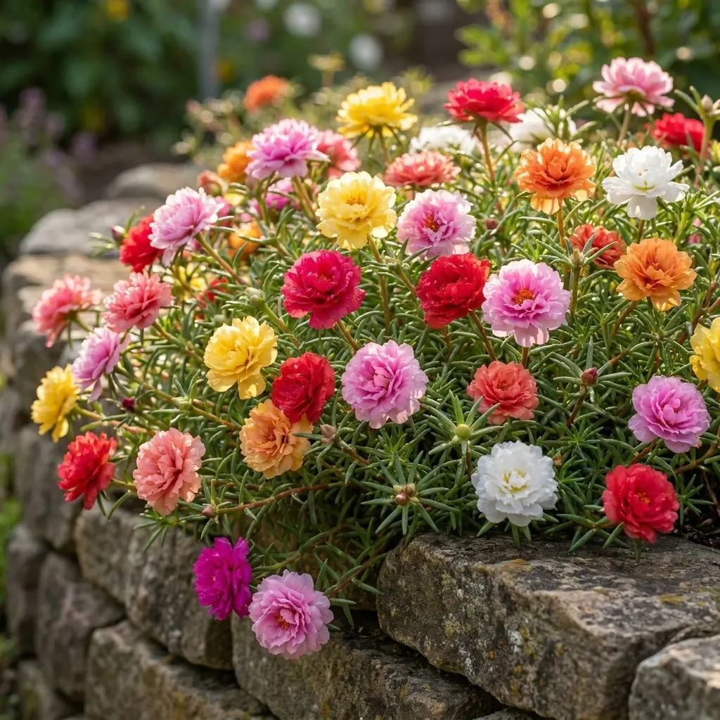 2000 Pcs Portulaca Seeds - Double Flowered Moss Rose, Vibrant Mixed Colors Non-GMO, Drought Tolerant Easy Grow Large Blooms