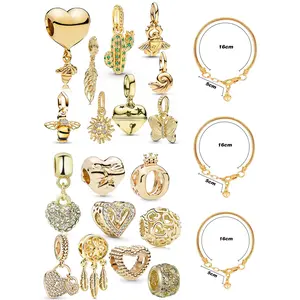 18/19pcs Silver or Gold Charms Pendants for Jewelry Making, with 3 Adjustable Bracelet Chains, Valentine's Day DIY Gift Kit for Mom, Sister, Friend