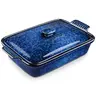 vancasso Starry Stoneware Casserole Dish with Lid, 1.9/3.8 Qt Ceramic Baking Dish, Large Lasagna Pan for Casseroles, Oven, Microwave & Dishwasher Safe, Blue