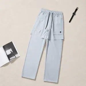 Men's 2 n 1 Convertible Light Blue Cargo Pants Detachable Shorts Overlay Streetwear Trousers, Wide Leg Utility Fit, Y2K Fashion, Techwear Style, Viral Outfit, Acubi Aesthetic, Trending 2026, Daily Wear