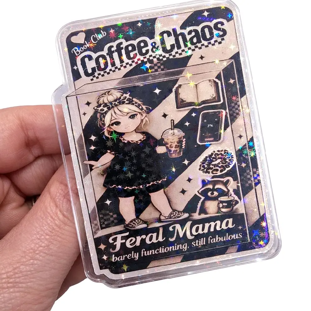 Magnetic Collapsible Grip/Stand for Kindle, ipad, E-Readers, Smart Phones | Feral Mama Doll Design | Handmade