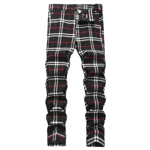 Men’s slim-fit elastic dress pants; men’s slim-fit elastic plaid dress pants; men’s straight-leg tube (straight-leg culotte) pants with an elastic waistband—fashionable and comfortable; men’s casual business golf dress chinos