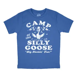 Youth Funny T Shirts Camp Silly Goose Sarcastic Nature Graphic Novelty Tee for Kids Funny T Shirts Camping Tops for Kid Funny Animal Short Sleeve Novelty Tees for Kids Royal -