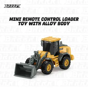 BRRRRT 1/64 Mini Bulldozer Toy, Remote Control Bulldozer, 8 CH Full Proportion Construction Vehicles with Metal Sounds, RC Toys for Kid Boys and Girls Age 3+