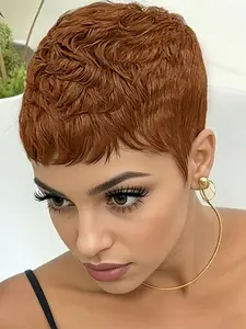 pixie cut Women's Short Straight Layered Human Hair Wig, Natural Pixie Cut Design, Daily Party Cosplay Gift Use Wig, Pixie Wigs