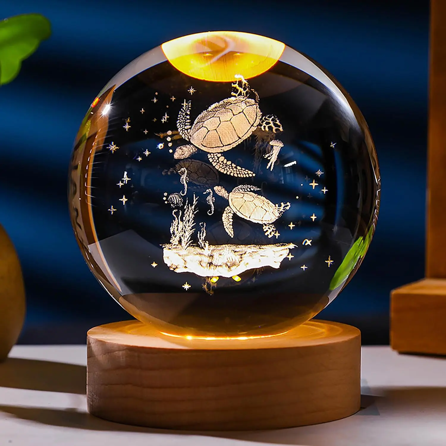 3D Sea Turtle Gifts for Women 2.36inCrystals Ball - Sea Turtle Figurines Decor Glass Animals Figurine Cat Stuff for Room Birthday for Best Friend Lovers Keepsake Paperweightin