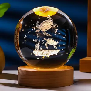 3D Sea Turtle Gifts for Women 2.36inCrystals Ball - Sea Turtle Figurines Decor Glass Animals Figurine Cat Stuff for Room Birthday for Best Friend Lovers Keepsake Paperweightin