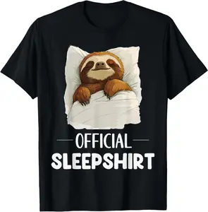 100% Cotton Official Sleepshirt Cute Sleeping Sloth Animal Lovers Pajama T-Shirt