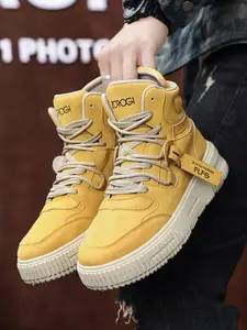 Men's Retro High-Top Casual Shoes Sneaker Trainer, Comfortable Wear-Resistant PU Leather, Anti-Slip PVC Sole Rubber, Trendy Vintage Style, Daily, Travel