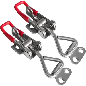 Toggle Latch Clamp 4001 with Lock Hole, 304 Stainless Steel Adjustable Heavy Duty Pull Hasp Latches For Smoker Cabinet Tool Box Case Trunk Door, 330Lbs Holding Capacity (2 Pack)