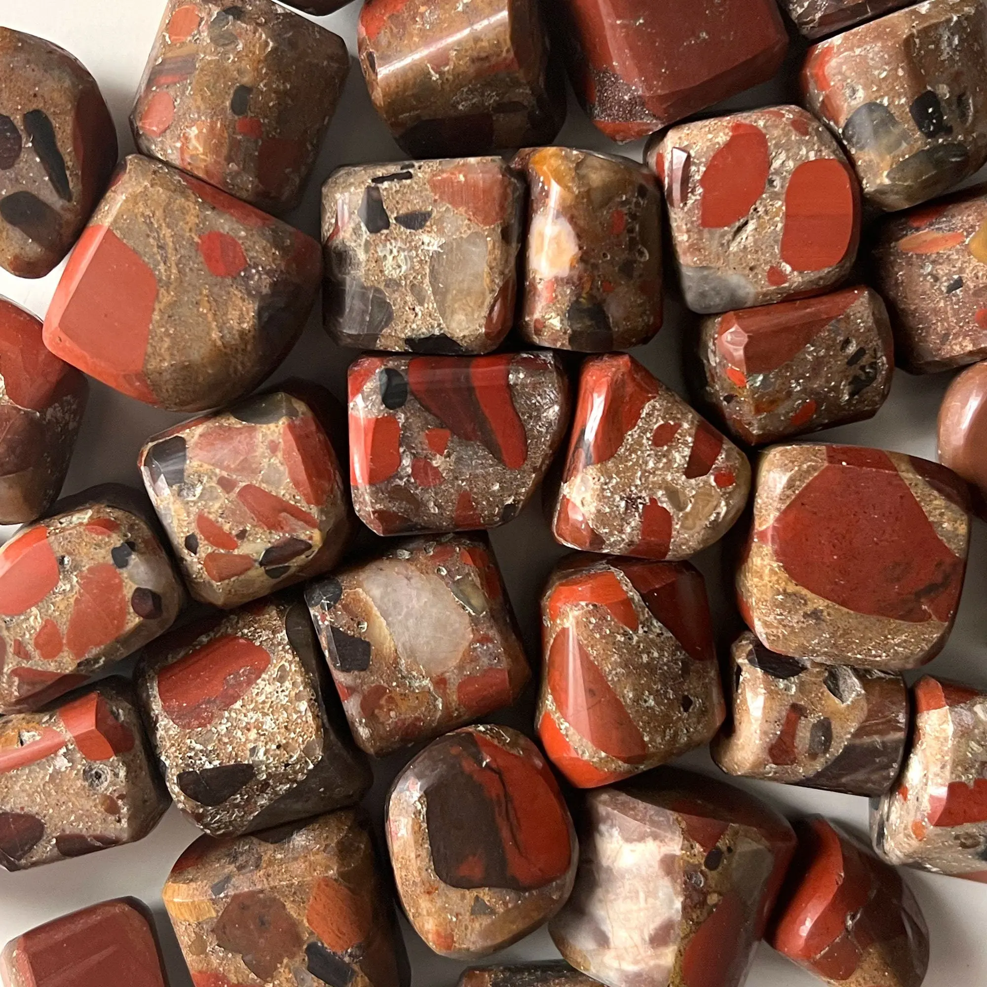 Red Jasper Conglomerate Tumbled Stone