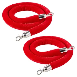 VEVOR 2 Pcs Red Velvet Stanchion Ropes, 5 ft Crowd Control Stanchion Red Velvet Ropes with Silver Hooks, Post Queue Barrier Carpet Rope for Carpet Events Movie Theaters Grand Openings Hotels Party