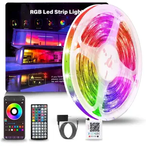 RGB Color Changing LED Strip Lights (50ft 1 Roll) with 60-Key Remote & App Control, Music Sync Decorative Lights for Bedroom, Party Home Supplies