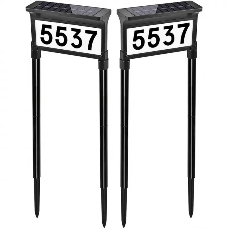 Solar Address Signs for Yard, Dual-Sided Illumination Solar House ...