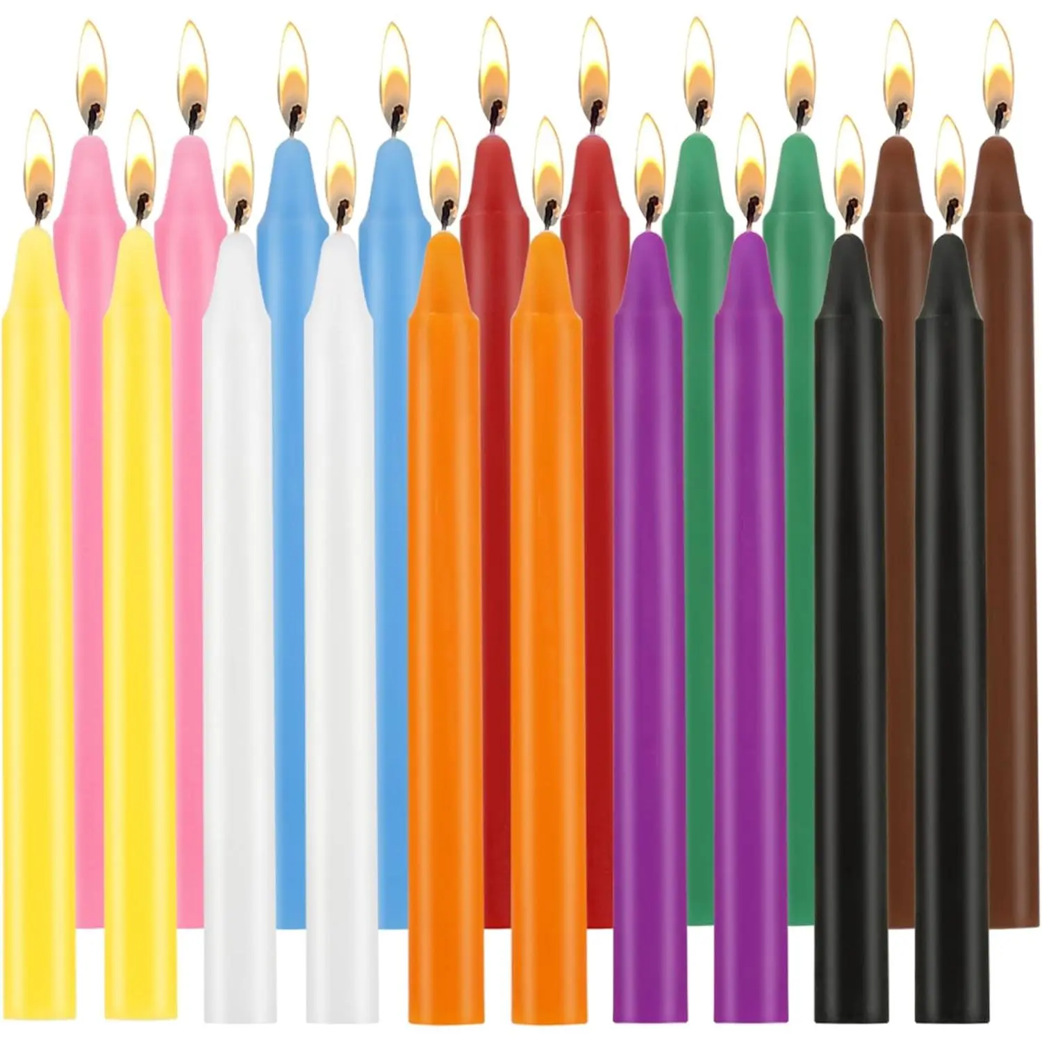 20 count Unscented Assorted Colors Mini Taper Candle | 4" Tall x 1/2" Diameter |  for Casting Chimes, Rituals, Spells, Wax Play & More