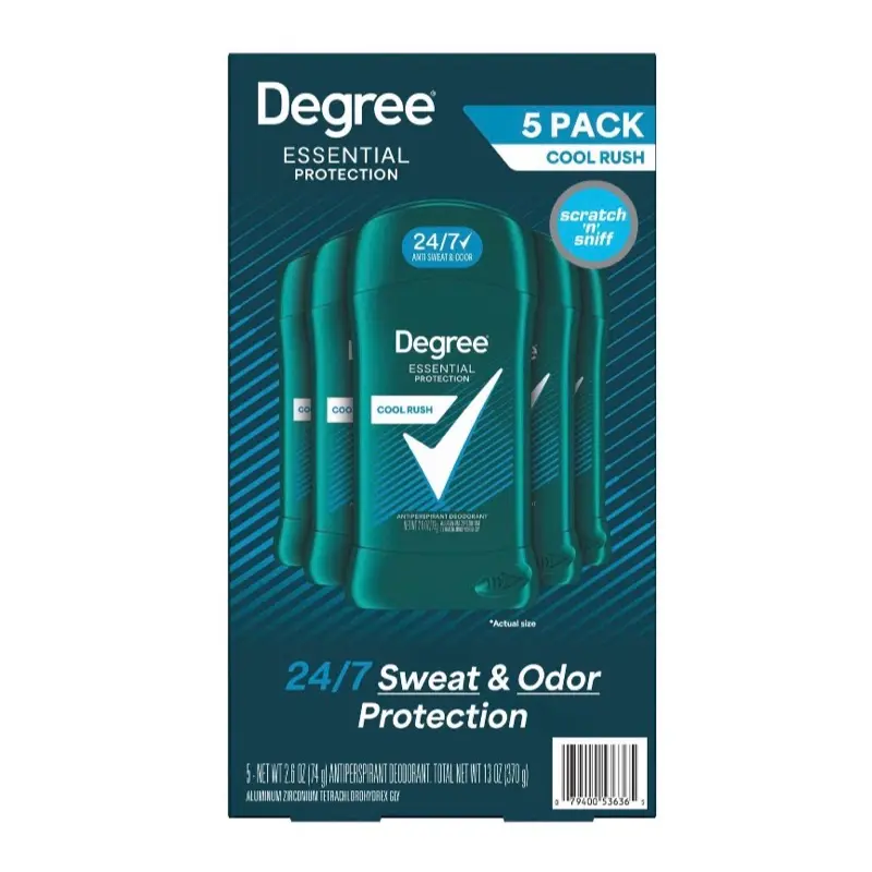 Men's Degree Cool Rush Deodorant, 2.6 oz Each, 5-Pack
