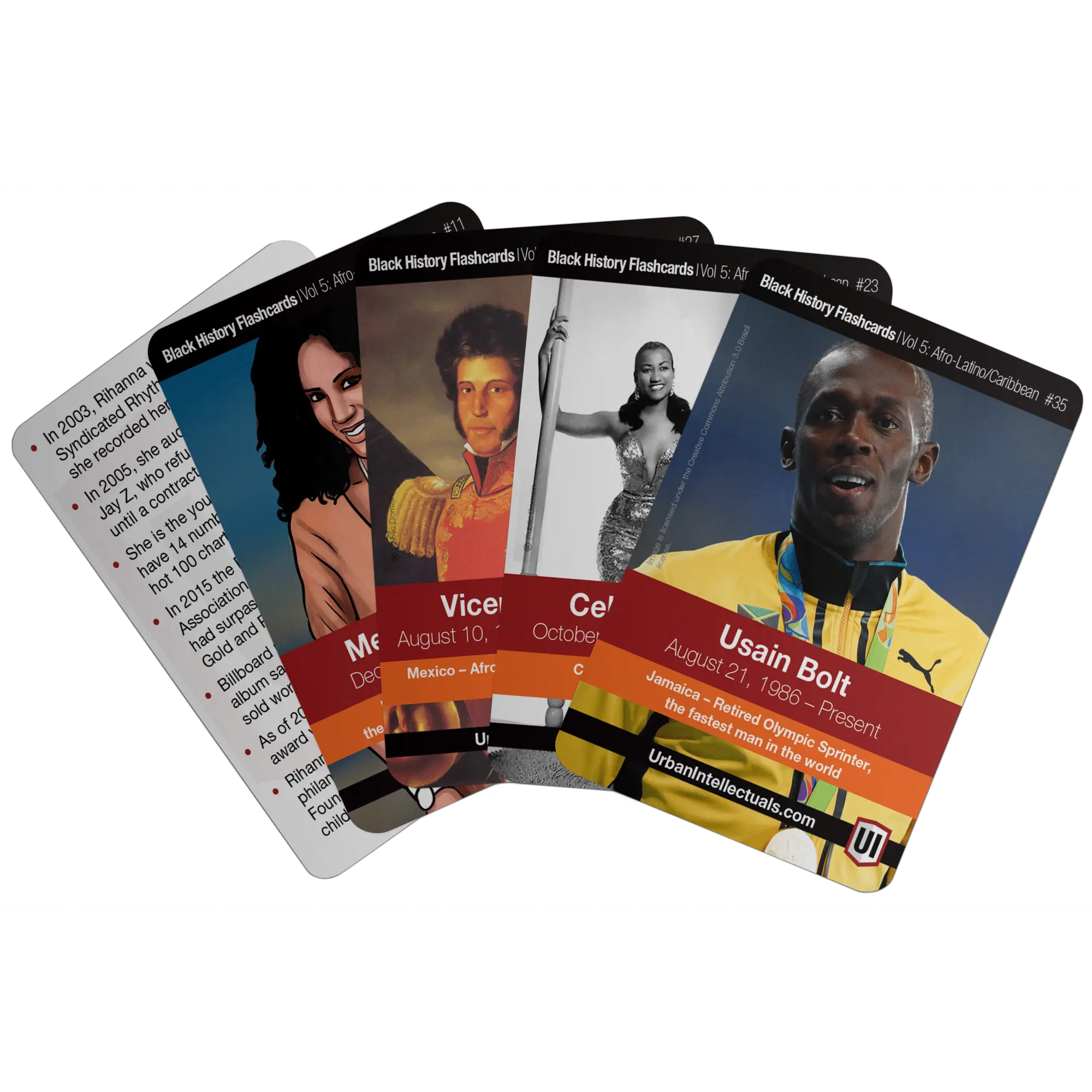 Black Afro Latino Caribbean History Flashcards (Vol 5) 52 High Quality Poker Sized Cards - By Urban Intellectuals