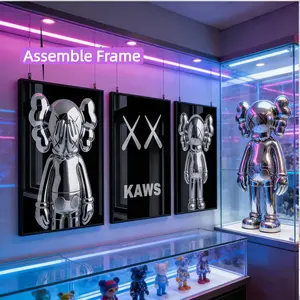 3pcs Silver Color Exhibition Posters, Hypebeast Portrait Wall Art, DIY Frame Kaws Decoration, Fashion Home Decor, Modern Art Design, Solid Wood