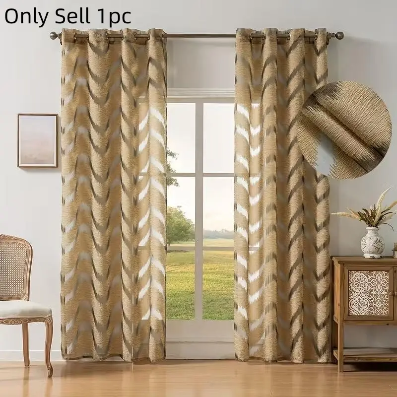 1pc Modern Minimalist Wave Curtain with Holes, Home Decoration Decorative Window Curtains Drapes for Living Room Bedroom Kitchen Balcony Office, Home Textile
