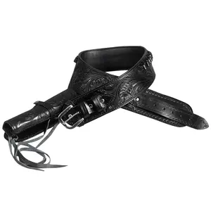 HILASON Western Right Hand Gun Holster Rig 44/45 Caliber Leather Cowboy Black | Costume Belt