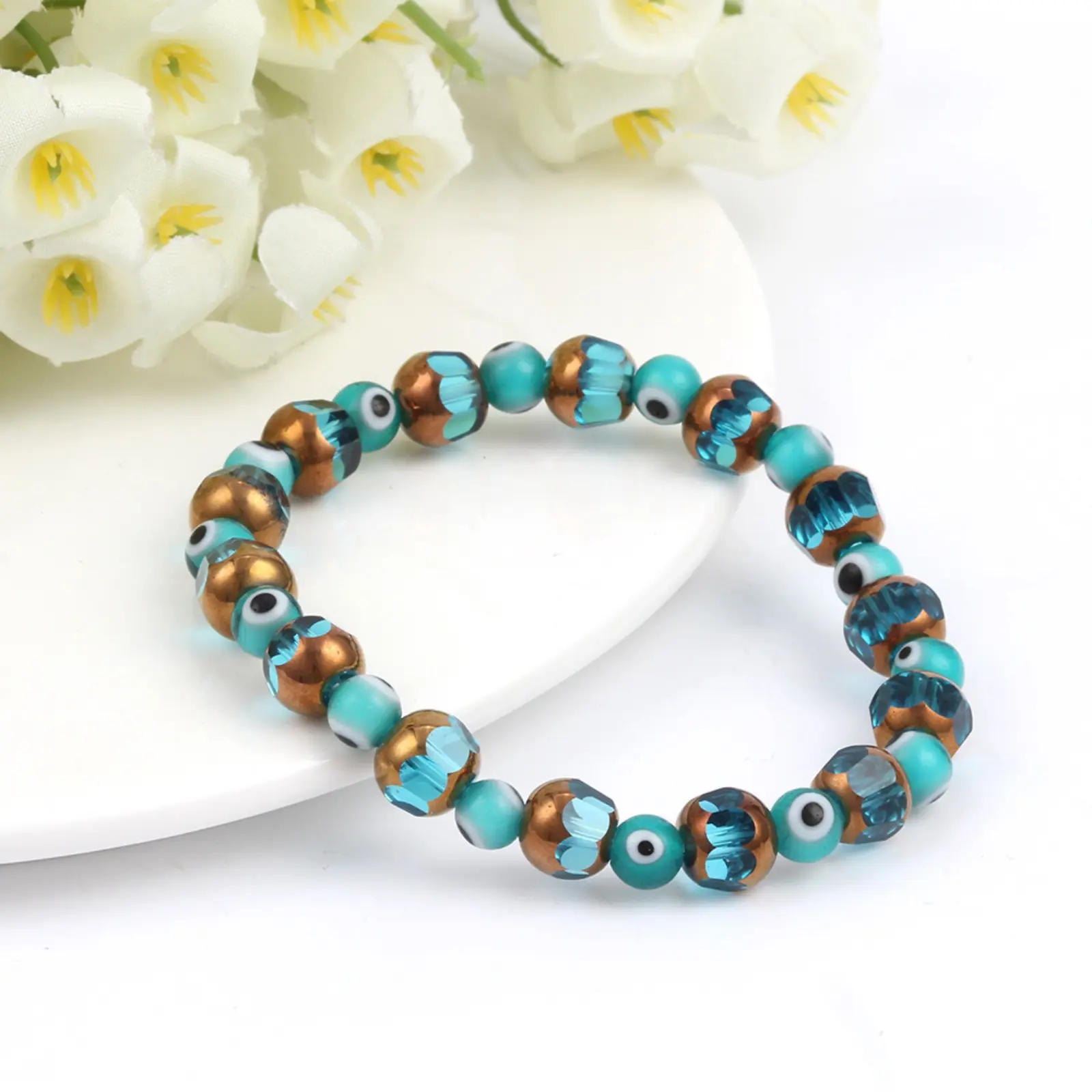 Evil Eye Crystal Sporty Sports Wristband - Simple Blue Eye Design for Women, Friends, Sporty Sports Wristbands