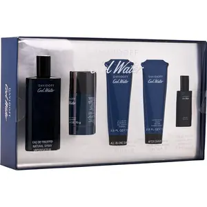 Cool Water Set-Edt Spray 4.2 Oz & Aftershave Balm 2.5 Oz & Shower Gel 2.5 Oz & Deodorant Stick 2.4 Oz & Edt 0.5 Oz Mini For Men