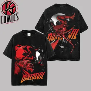 Daredevil The Man Without Fear Graphic Premium Washed T-Shirt (Made In US), Matt Murdock MCU Comic Graphic Tee, Super Hero MCU Universe Comics Book Fans Shirt, Comic Book Outfit, Gift For Hero Fans