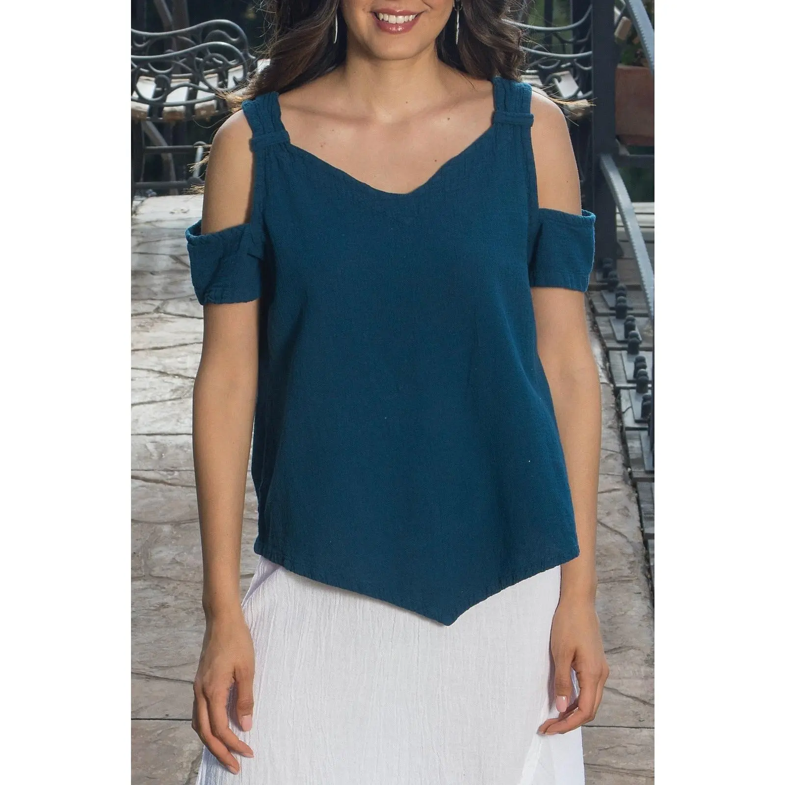 Mylie Cold Shoulder Top 100% Cotton Gauze