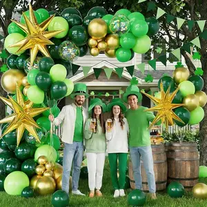 Green & Gold Balloon Garland Kit Dark Green, Gold, Confetti Balloons for St. Patrick’s & Jungle Party