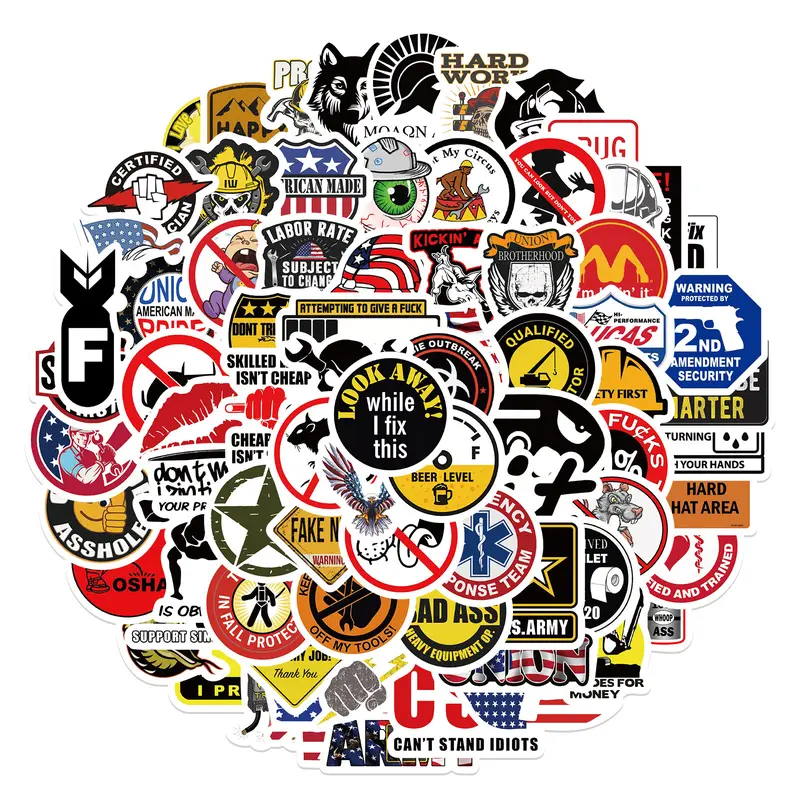 150 PCS Funny Hard Hat Stickers for Adults, Blue Collar Gifts Hardhat Sticker, Waterproof Vinyl Hard Hat Accessories Stickers for Helmet, Water Bottle, Laptop, Tool Box, Cars