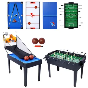 Hdmw 5-in-1 Multi-Game Table - Billiards, Push Hockey, Foosball, Ping Pong, and Basketball black/blue