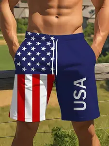 Men'S Casual Athletic Shorts Featuring The Stars And Stripes, Embodying a Trendy American Style, Perfect for Outdoor Leisure And Everyday Outings. an Ideal Gift