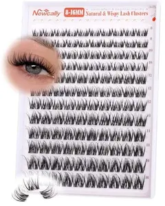 Lash Clusters Clear Band Wispy Eyelash Clusters Natural Look Lash Extensions Invisible Band Spider Cluster Eyelash Extensions 8-16MM Indivdiual Lahses D-curly Breeze Cluster Lashes by Newcally