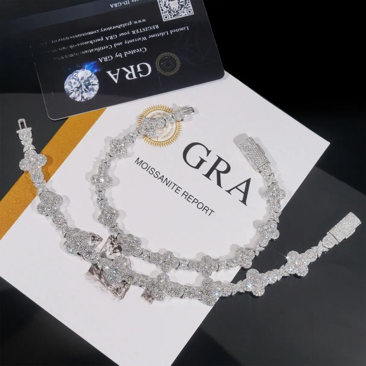 New Fashion Hip Hop Jewelry Moissanite Diamond Cuban Necklace Bracelet 925 Sterling Silver Cuban Link Cross Cuban Chain