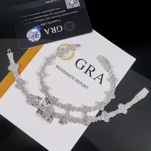 2025 New Fashion Hip Hop Jewelry Moissanite Diamond Cuban Necklace Bracelet  Sterling Silver Cuban Link Cross Cuban Chain BGS