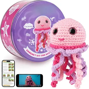 Crochet Kit for Beginners - Learn to Craft Amigurumi Stuffed  - Knitting  for  and Adults - Beginner-Friendly Yarn - Stitch-by-Stitch Video Tutorial - Jellyfish Jenny