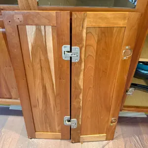 Doors Wooden Door with Metal Handles, Simple Design, Natural Finish, Ideal for Home or Office Use
