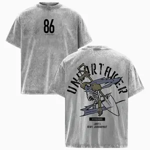 86 Eighty Six Undertaker Anime Double Printed Vintage Washed Tee Unisex Oversize T-Shirt – Stylish Anime Manga Heavyweight Cotton Design 4X0