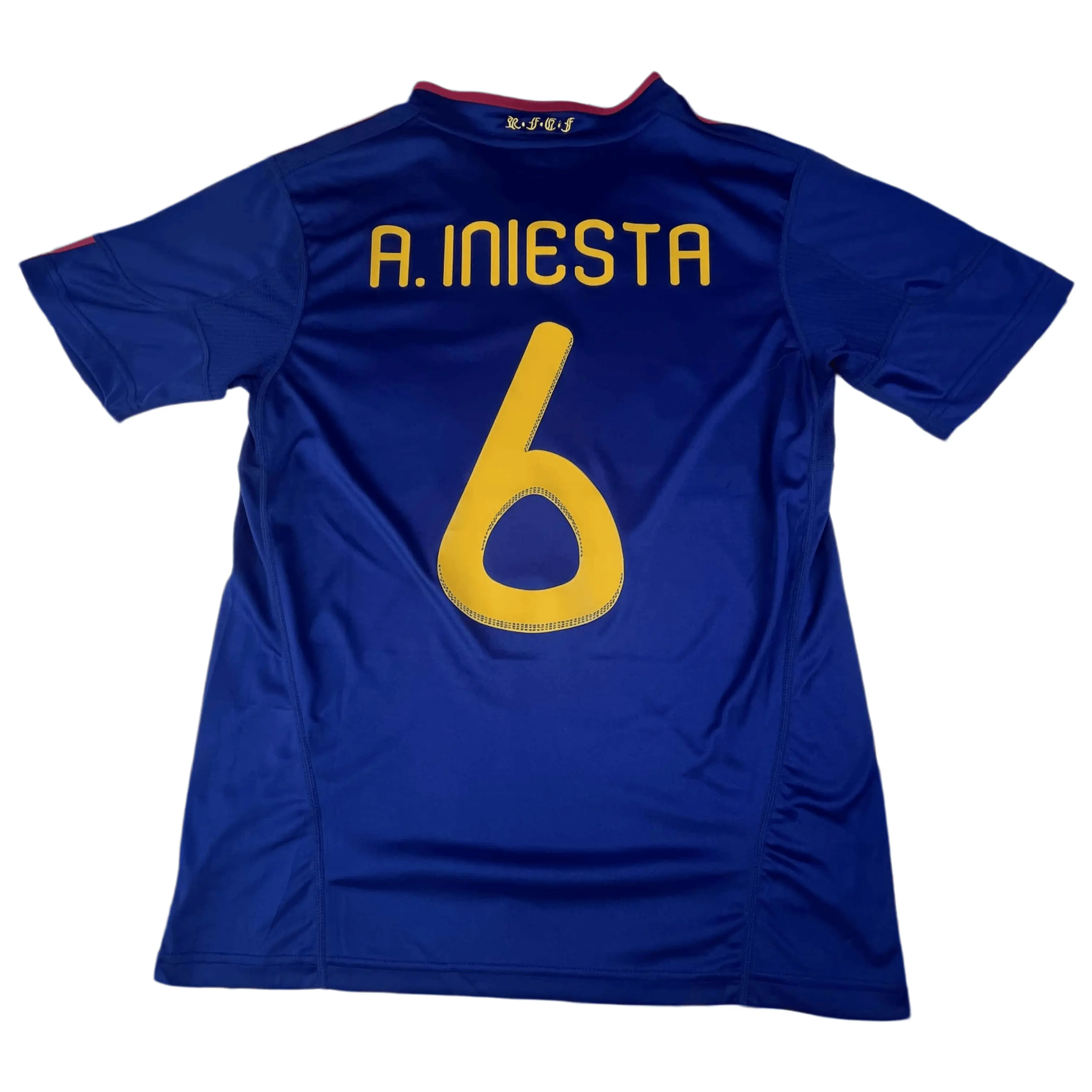 2010 2012 Away Retro Dark Blue No.6 A. Iniesta Short Sleeved Soccer Jersey