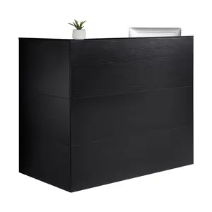 【fathersdaygift】VEVOR 55Inch L-Shaped Corner Computer Desk, Commercial Reception Front Counter Table with Drawer, Keyboard Tray & Storage Cabinet, for Office Lobby & Beauty Salon Checkout, Black