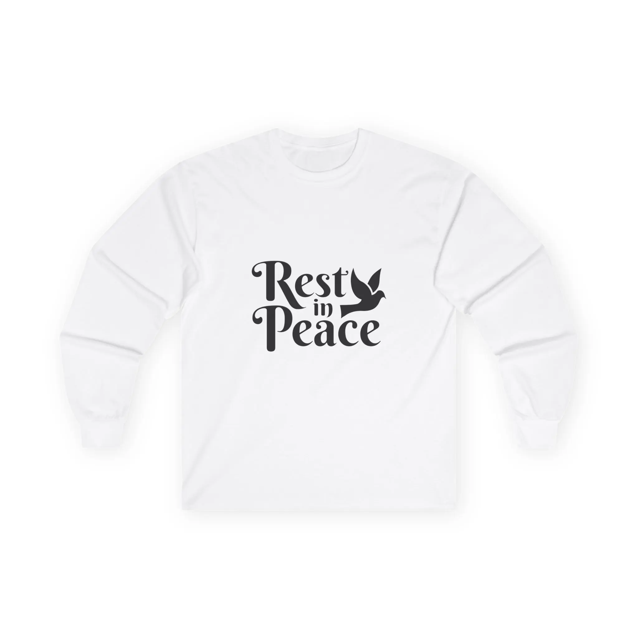 Rest In Peace Long Sleeve Tee, Memorial Unisex Shirt, Funeral Tribute Top, Remembrance Cotton Tshirt, Spiritual Clothing, Mourning Sleeve