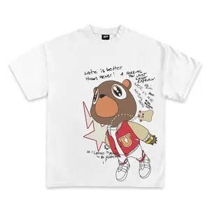 Graduation Bear Graphic Tee, Y2K Rap Streetwear T-Shirt, Unisex Crew Neck, Vintage Hip-Hop Graphic, Sports Style, Casual Cotton Fit