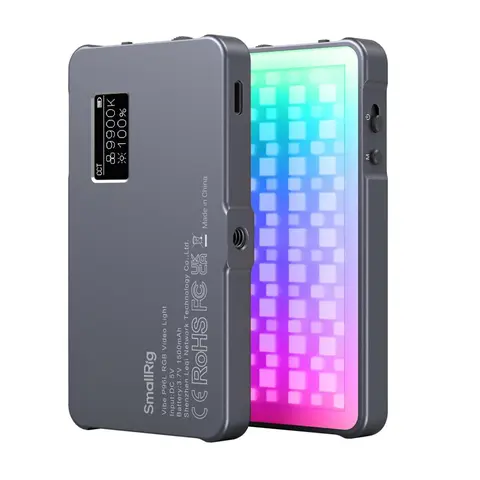 SmallRig P96L RGB Video Light, Portable Metal LED Camera Light, 2500-9000K, 21 Effects, CRI 96+, OLED Display, Photo and Video Lighting, Long Battery Life, Fits Phone and Camera Sony, Nikon - 3489B