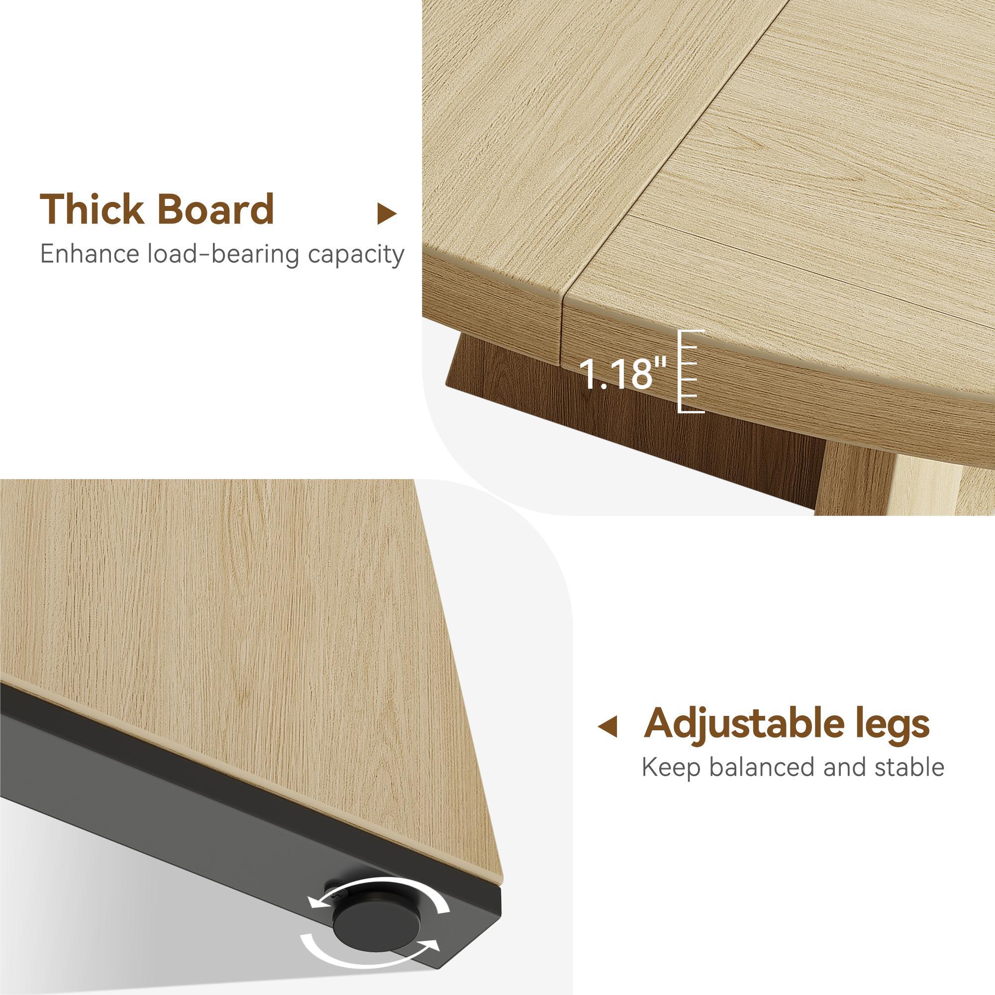 47" Round Space-Saving Dining Table Rustic Wooden Kitchen Table for 4 with Sturdy Pedestal Base Modern Farmhouse Style Multiple Ideal for Dining Room & Kitchen 120 cm Diameter